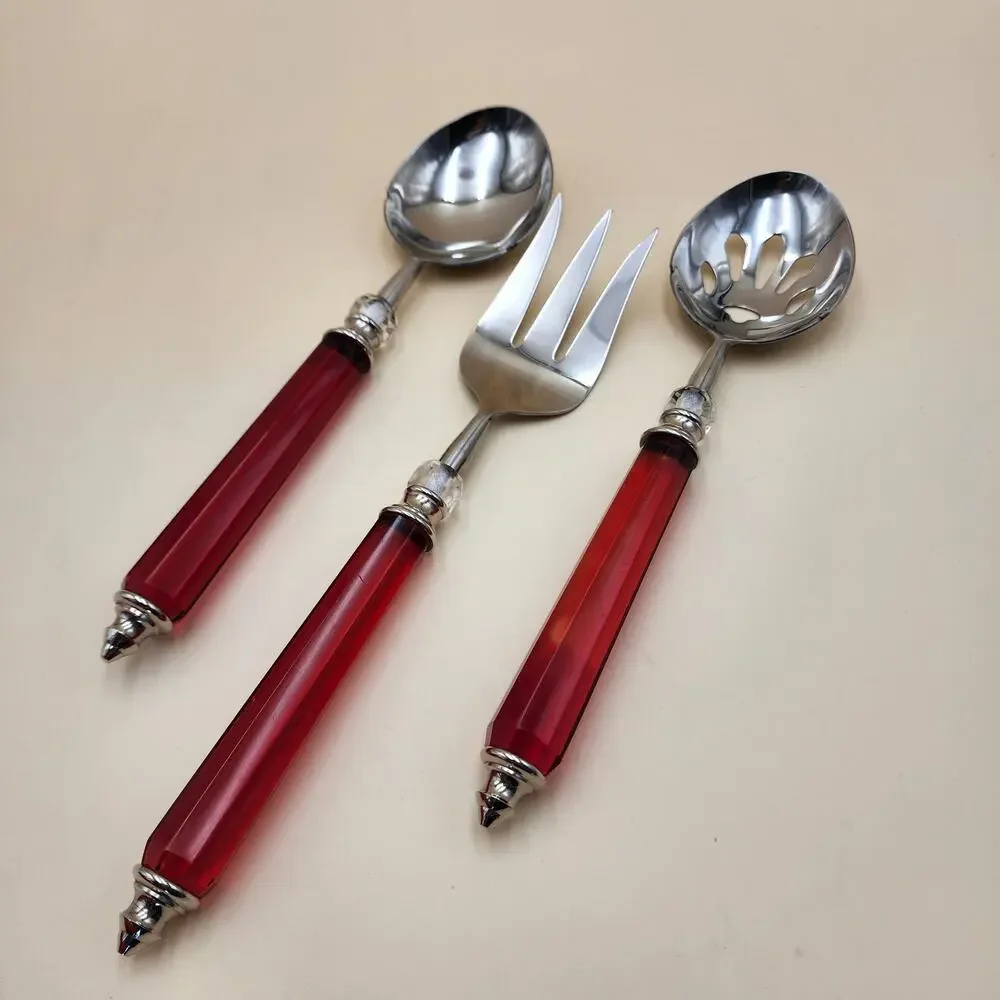 Lenox Holiday Jewel 3-Piece Serving Set Spoon Pierced Spoon Cold Meat Fork Boxed